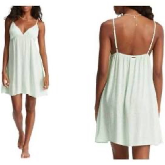 Billabong Dresses & Skirts - Just Add Sun floral mini slip dress honeydew mint green & white cover up dress